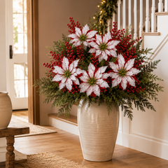🌺Christmas Poinsettia Planter Inserts-☀️Won’t Fade In Sunlight💧Zero Watering Ever Needed🌸Looks Real Up Close
