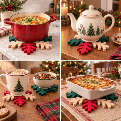 🎄 Christmas Snowflake Character Coasters with Festive Tabletop Holder