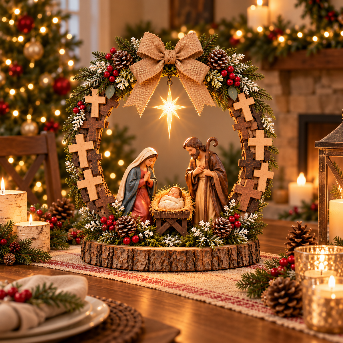 🔥✝️Bethlehem’s Guiding Star | Lighted Nativity Tabletop Decor