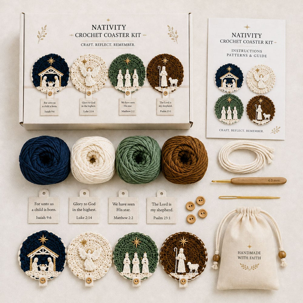 🔥LAST DAY 49% OFF - DIY Nativity Crochet Coaster Kit – A Meaningful Christmas Craft