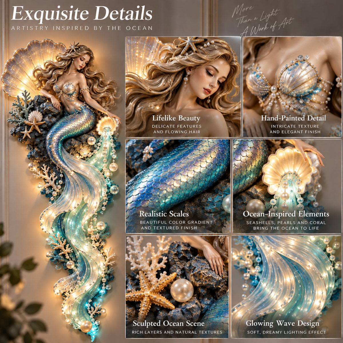 🔥LAST DAY 49% OFF🌊✨2027Nestmiro® Enchanted Ocean Legends™ Lighted Wall Décor Collection 🐋🧜‍♀️