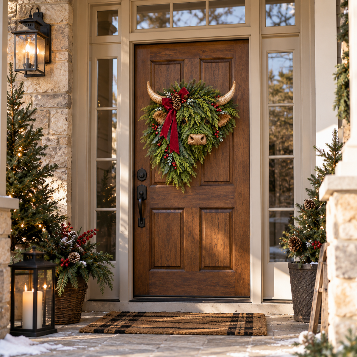 Farmhouse Front Door Christmas Decor