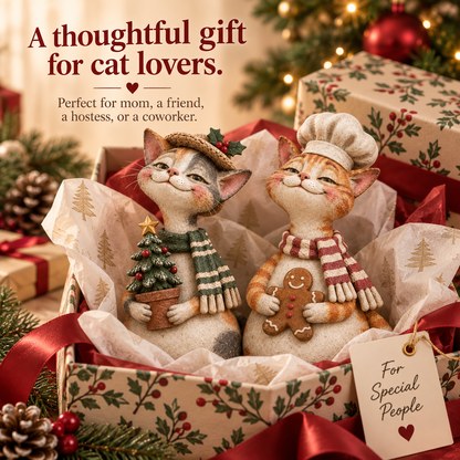 🐱The Christmas Cat Society™ – Whimsical Hand-Painted Holiday Cat Figurine Collection