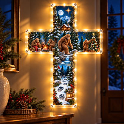 🎄 The Sasquatch Christmas Story – 6-Scene Lighted Woodland Cross