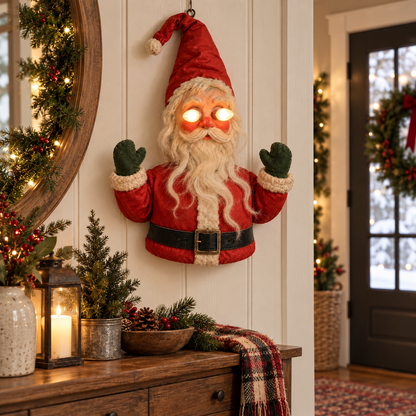 🎅👁️Santa After Dark – Vintage Glowing-Eye Door Guardian