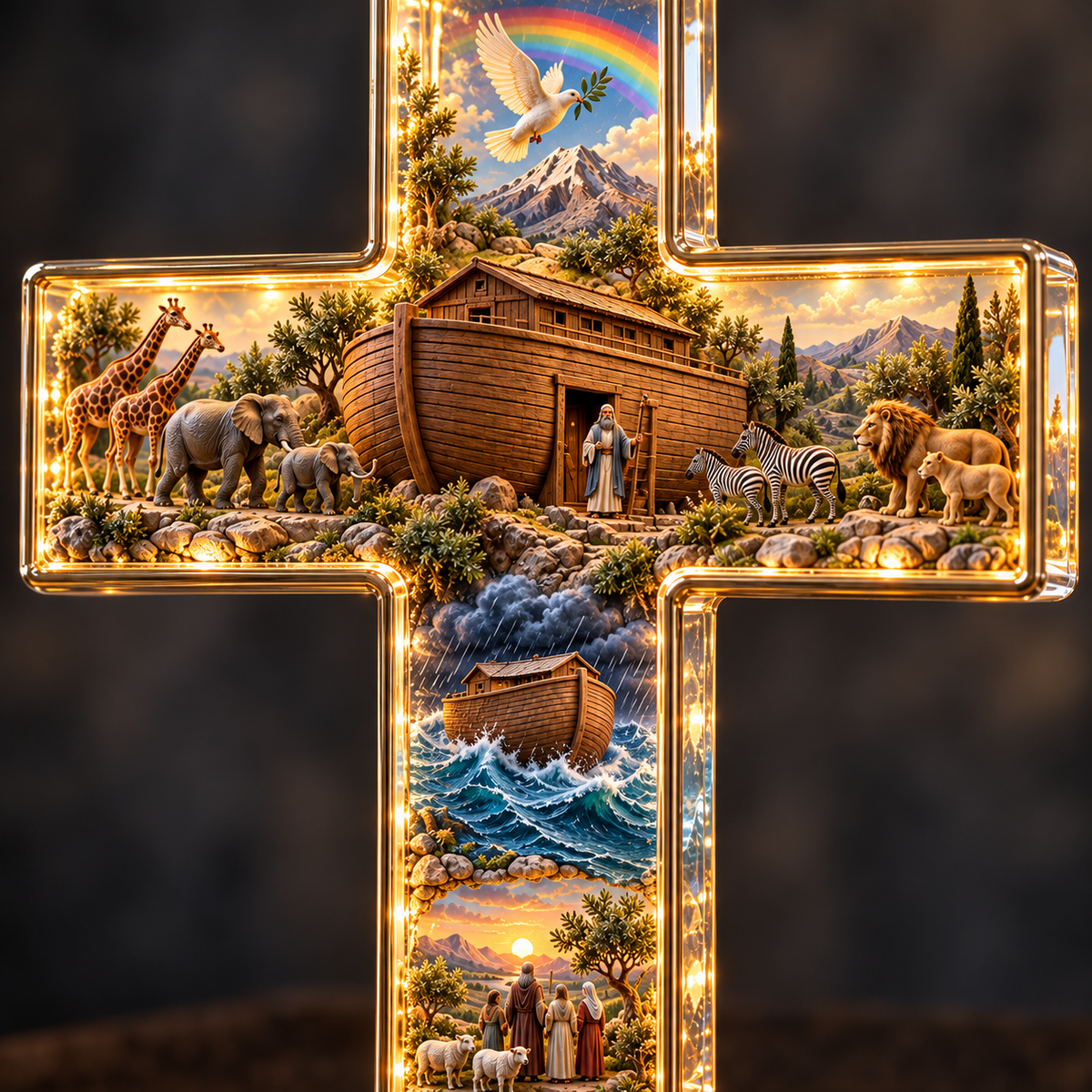 ✝️Noah’s Ark Lighted Story Cross – A Beautiful Reminder of Faith & Hope