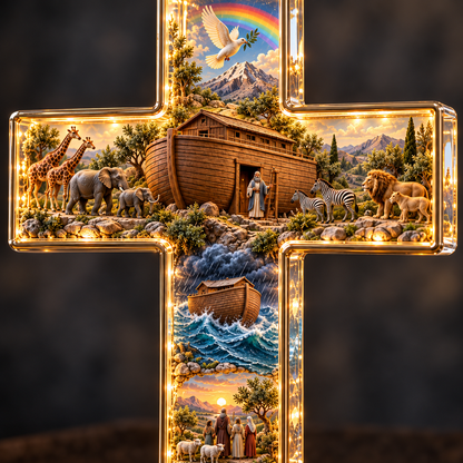 ✝️Noah’s Ark Lighted Story Cross – A Beautiful Reminder of Faith & Hope