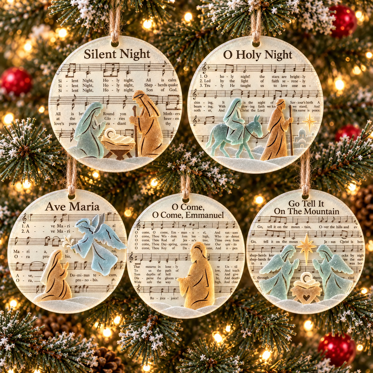 🎅Christmas Hymn Keepsake Ornaments--🎶 Timeless Songs of Faith for Your Tree