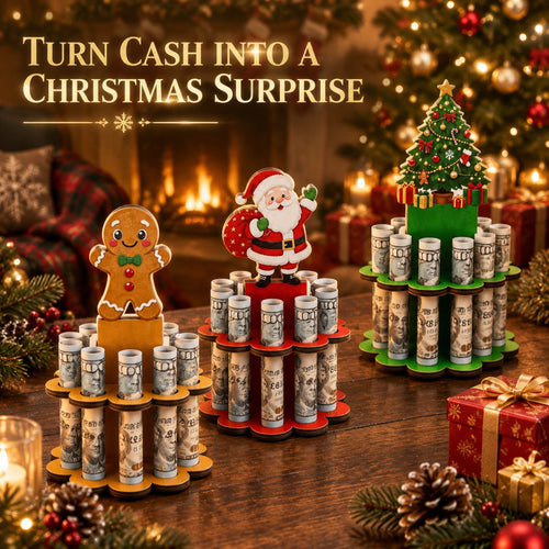 💵Christmas Tabletop Wooden Money Holder -🎁Turn Cash Into a Festive Centerpiece