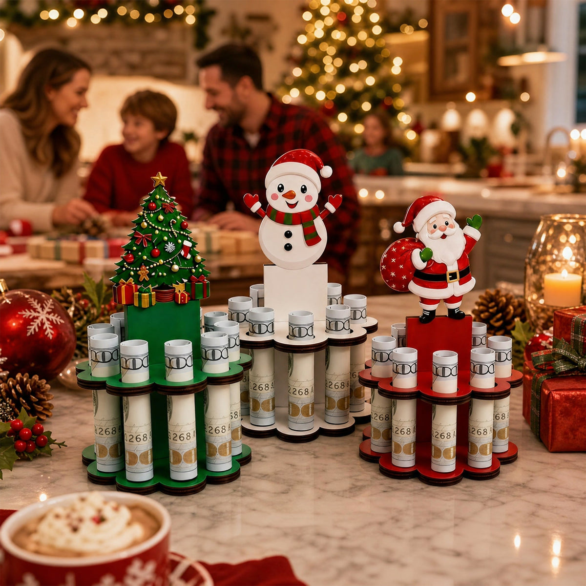 💵Christmas Tabletop Wooden Money Holder -🎁Turn Cash Into a Festive Centerpiece