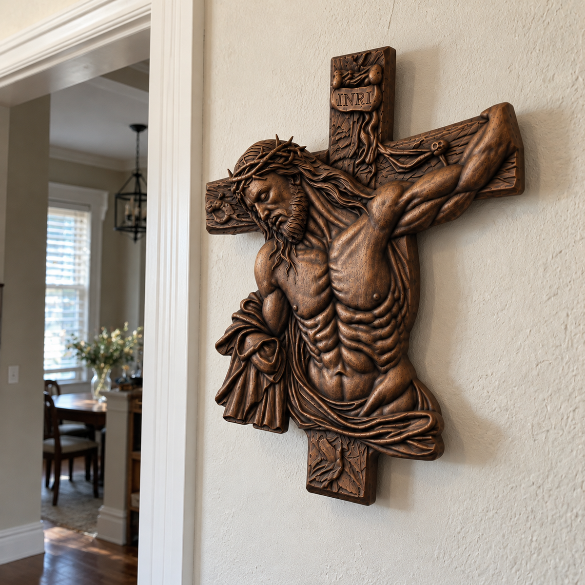 Faith & Grace™ Hand-Carved Wooden Crucifix – Jesus Christ Wall Cross