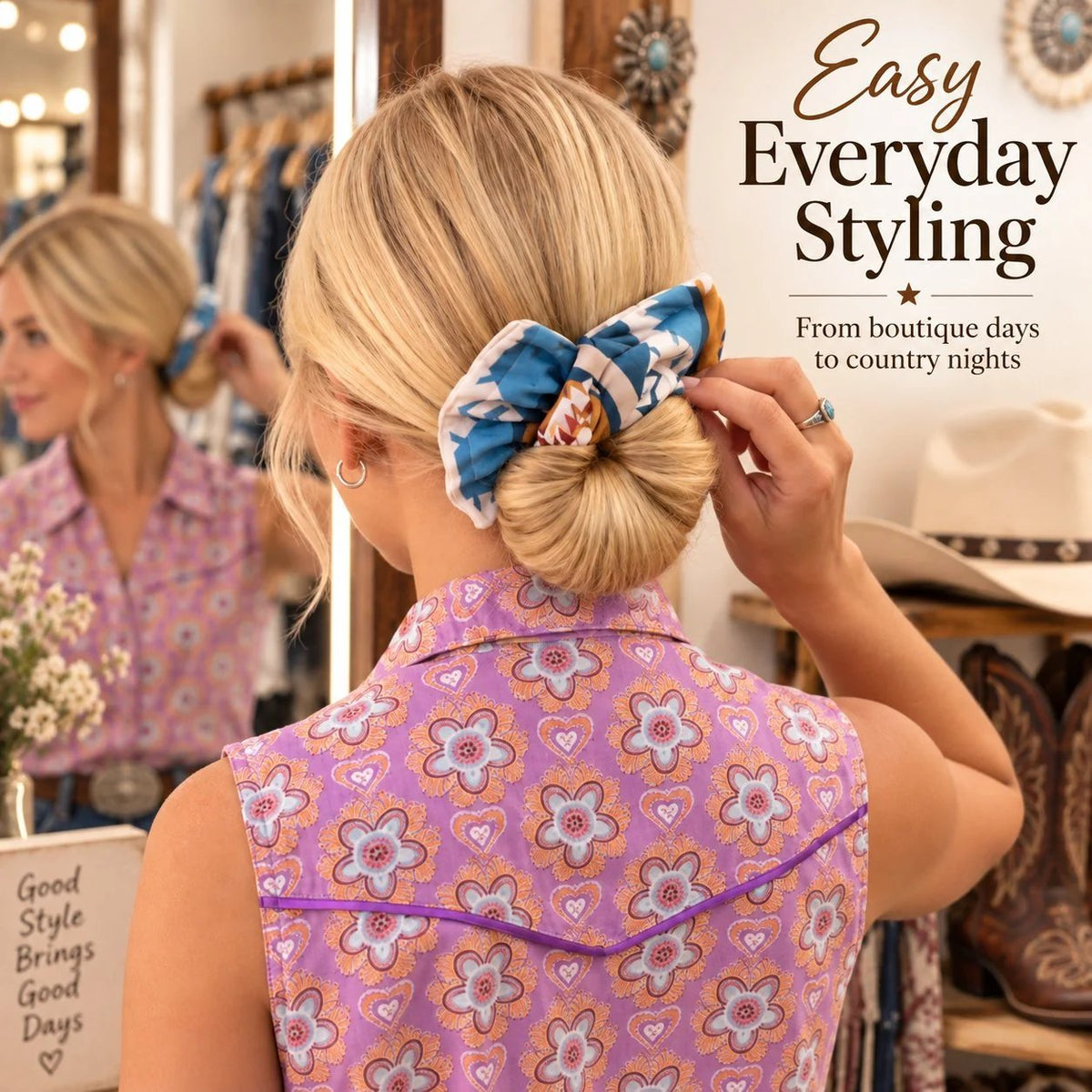 🔥😍Rustic Western Hair Bow – Low Bun Accessory