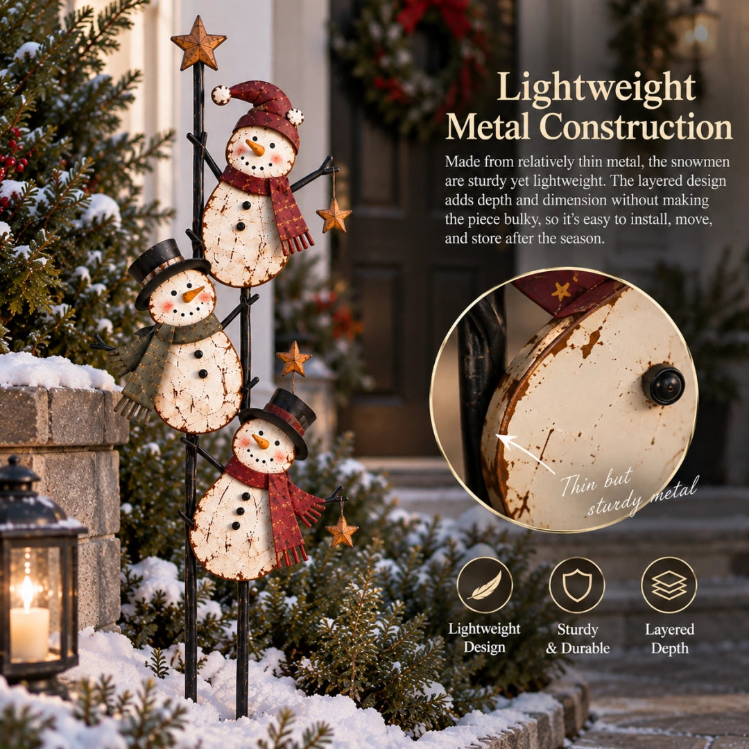 Vintage Climbing Snowman Garden Stake