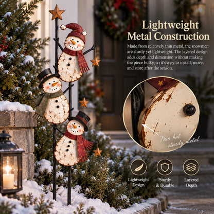 Vintage Climbing Snowman Garden Stake