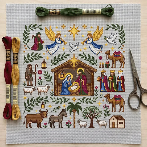 ✝️ Blessed Nativity Cross Stitch Pattern