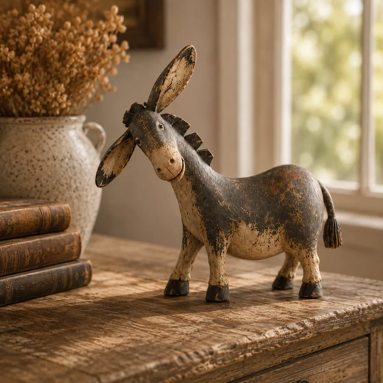 🐴 Vintage Donkey Figurine – Rustic Farmhouse Tabletop Decor