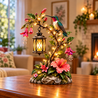 🌺🌺 Hummingbird Garden Glow Lantern – Lighted Floral Tabletop Décor