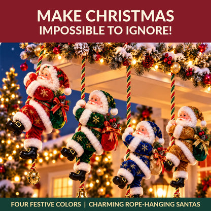 🎅🎄Santa’s Merry Little Climb – Festive Rope Christmas Decor with Gift Sack & Bell✨