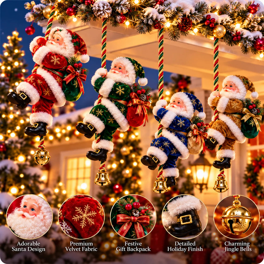 Climbing Santa decorative details