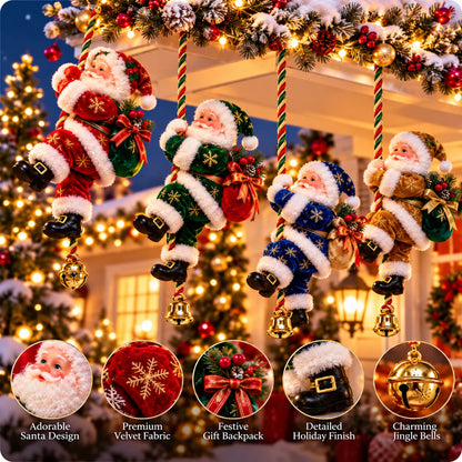 🎅🎄Santa’s Merry Little Climb – Festive Rope Christmas Decor with Gift Sack & Bell✨