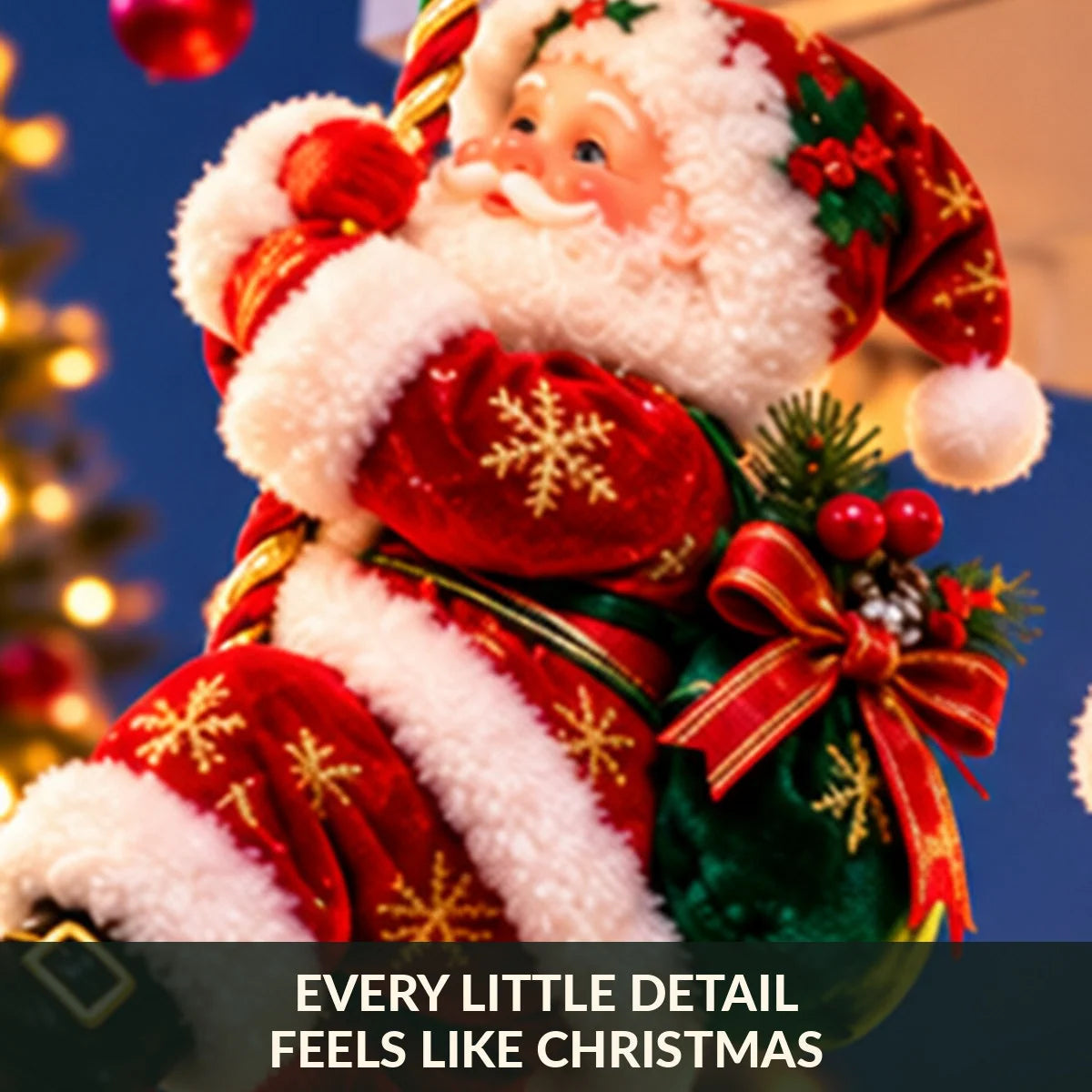 🎅🎄Santa’s Merry Little Climb – Festive Rope Christmas Decor with Gift Sack & Bell✨