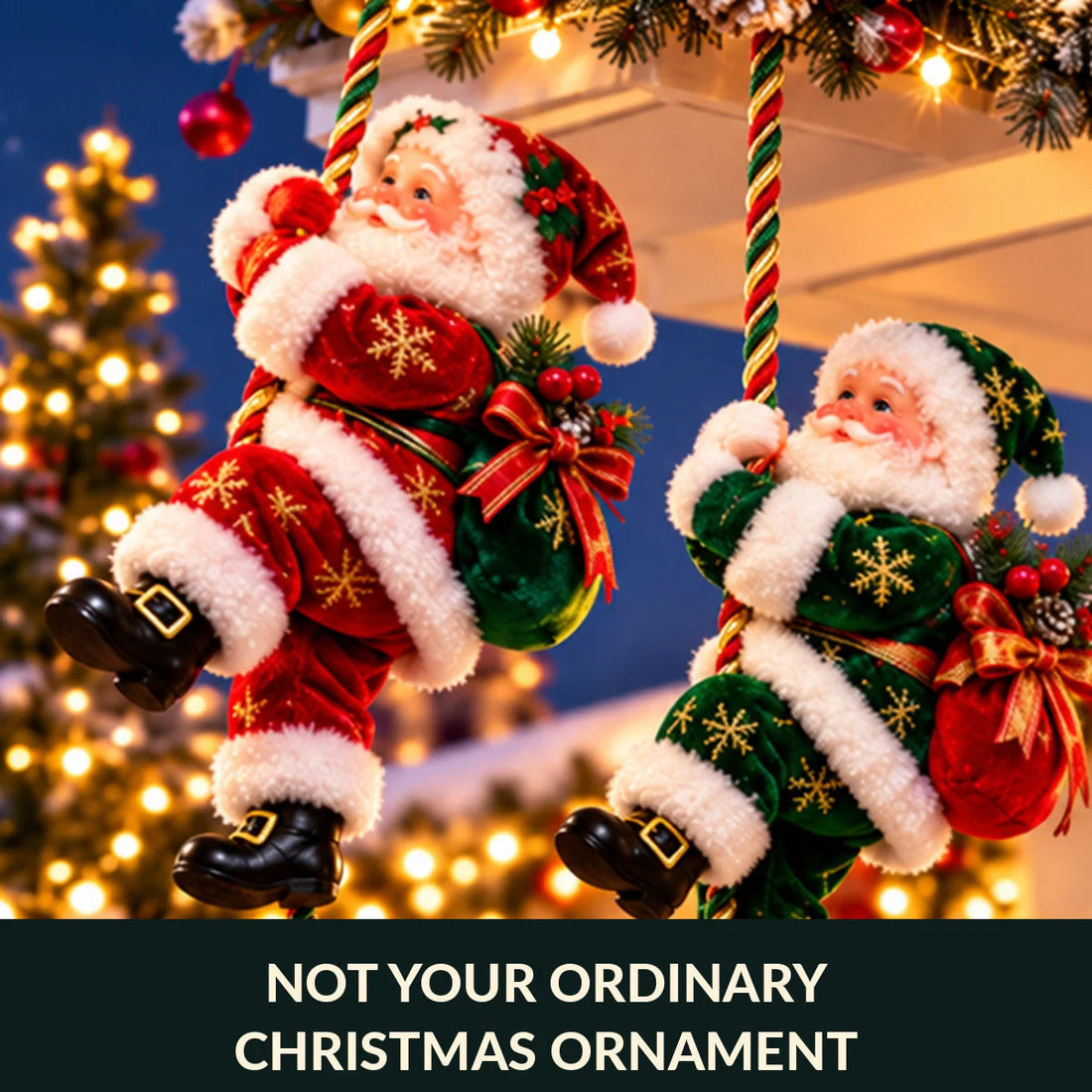 Climbing Santa Christmas ornaments