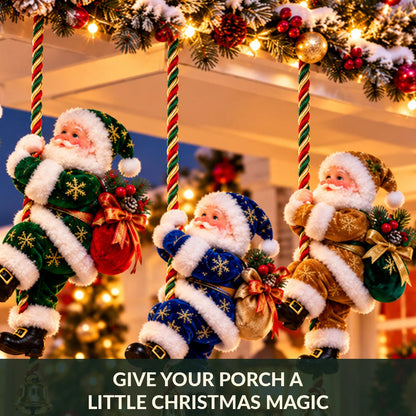 🎅🎄Santa’s Merry Little Climb – Festive Rope Christmas Decor with Gift Sack & Bell✨