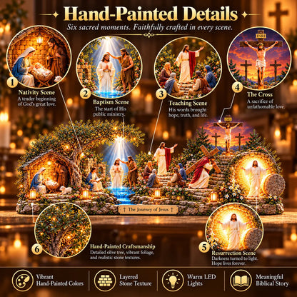 ✝️✨ The Journey of Jesus™ – Lighted 3D Biblical Story Centerpiece | Six Sacred Moments of Faith