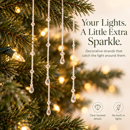 ✨ Reusable Clear Beaded Tinsel – Teardrop Icicle Strands for Christmas Trees（15pcs）