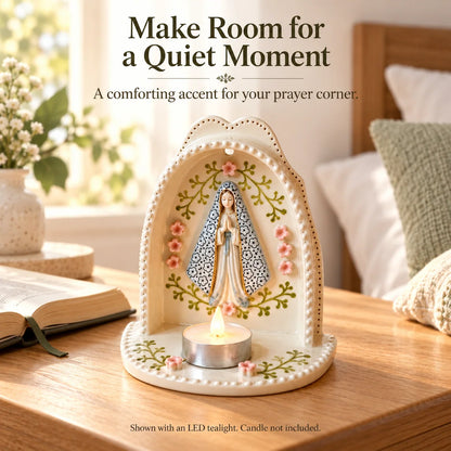 Peaceful Virgin Mary Tealight Holder 🕊️ | A Sacred Moment of Prayer
