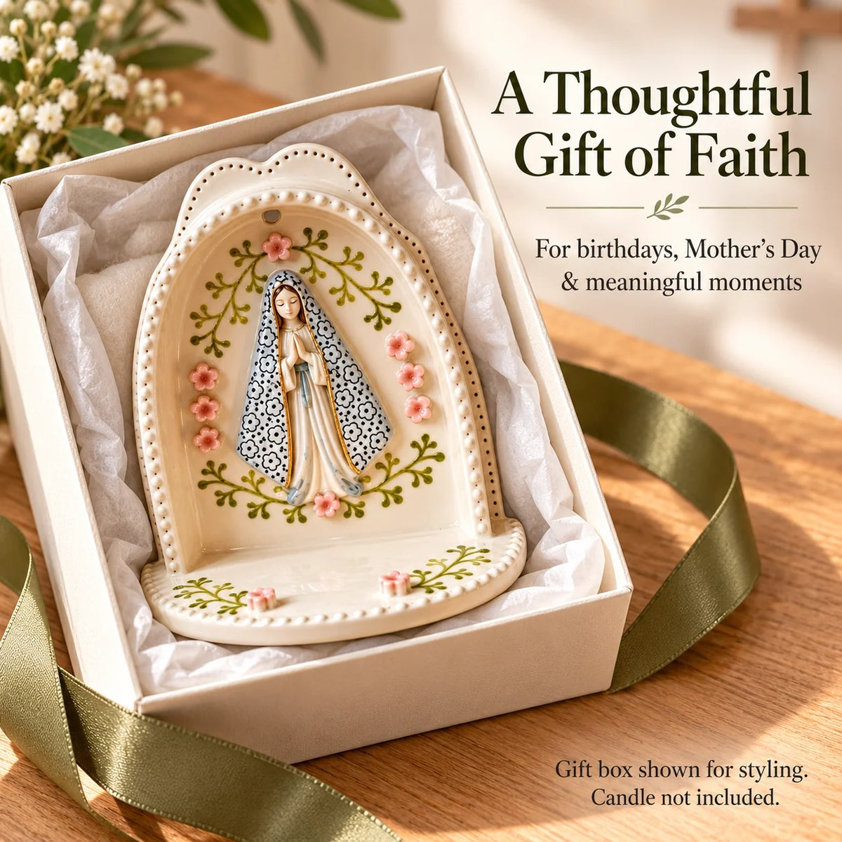 Peaceful Virgin Mary Tealight Holder 🕊️ | A Sacred Moment of Prayer