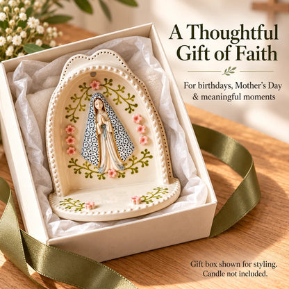 Peaceful Virgin Mary Tealight Holder 🕊️ | A Sacred Moment of Prayer
