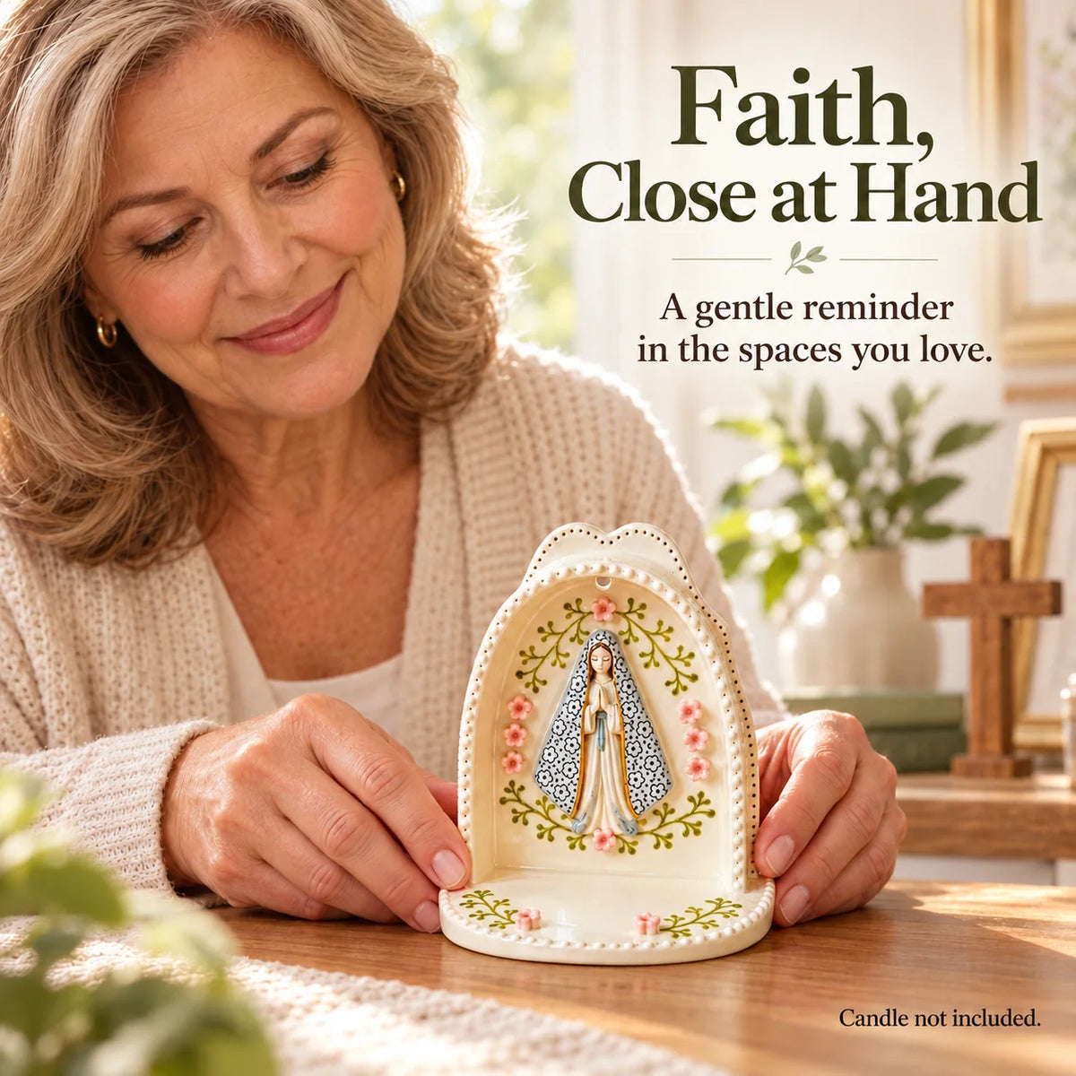 Peaceful Virgin Mary Tealight Holder 🕊️ | A Sacred Moment of Prayer