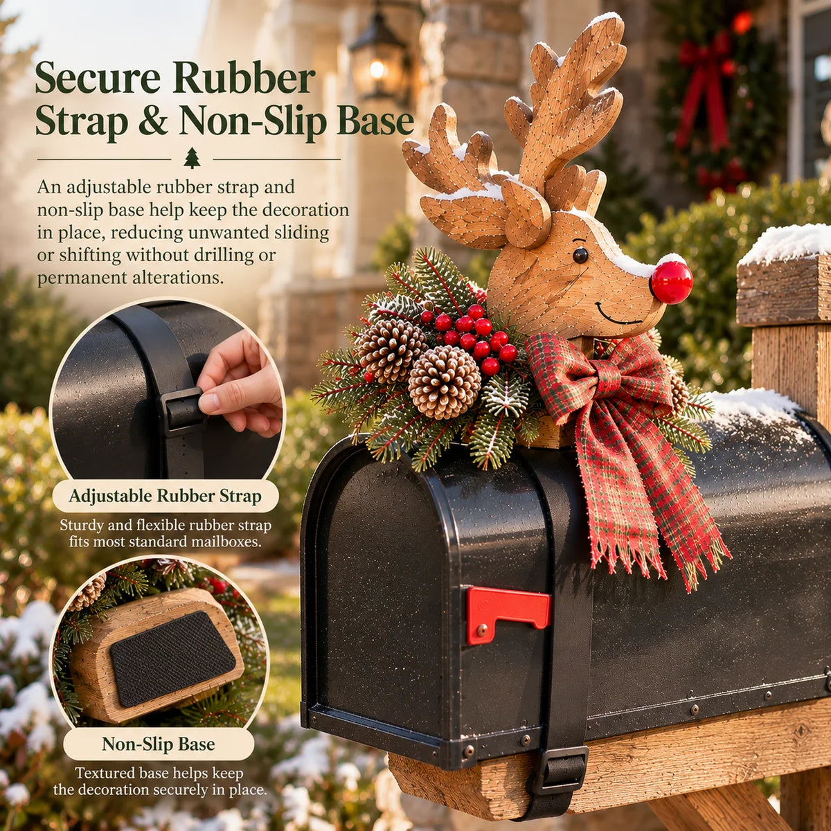 Vintage Christmas Reindeer Mailbox Topper