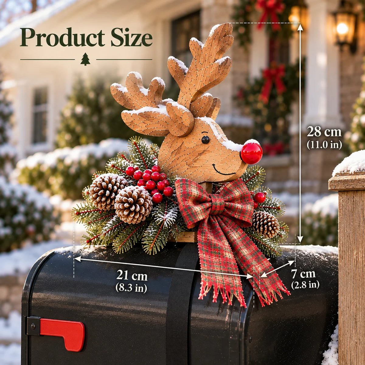 Vintage Christmas Reindeer Mailbox Topper