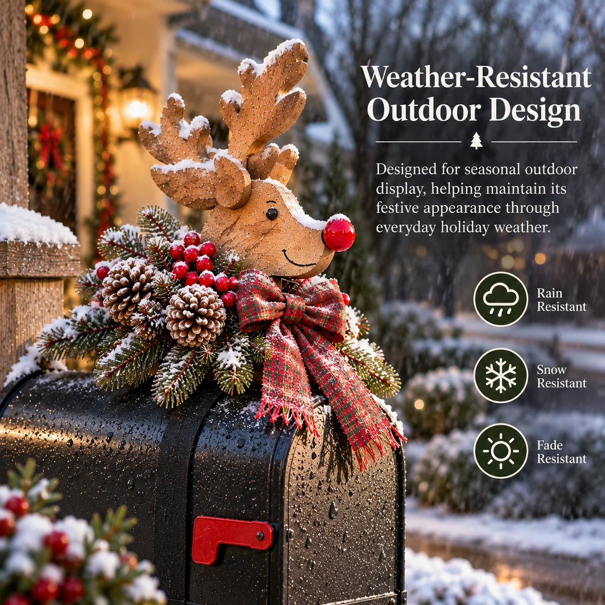 Vintage Christmas Reindeer Mailbox Topper