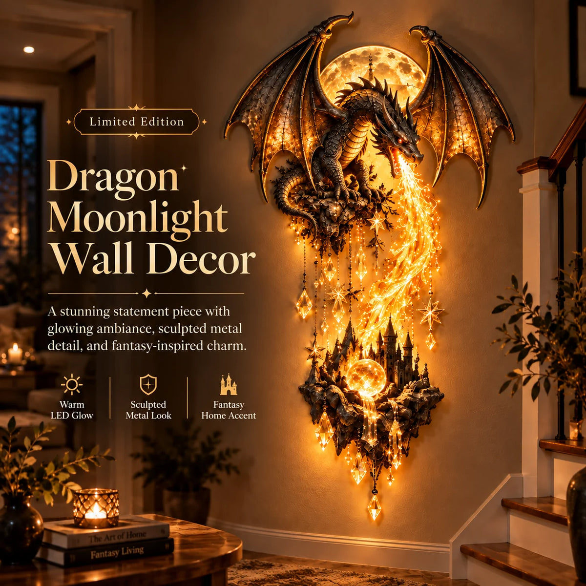 🐲Limited Edition Dragonfire Awakening Wall Decor-✅Easy to assemble ✅Sturdiness