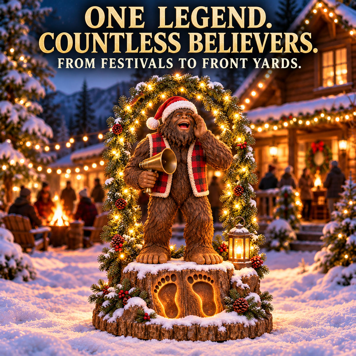Someone answered the Christmas call Bigfoot holiday scene