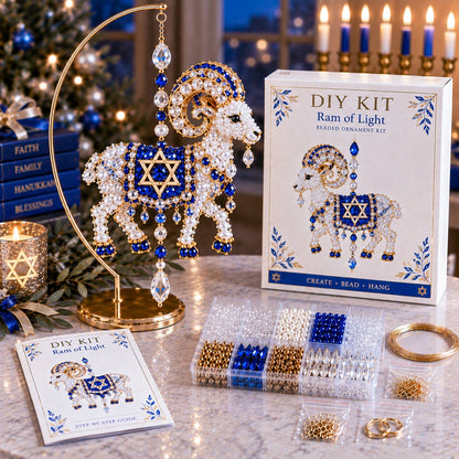 🧘Relaxing & Beginner-Friendly —💙Hanukkah Crystal Beaded Ornament DIY Kit✨