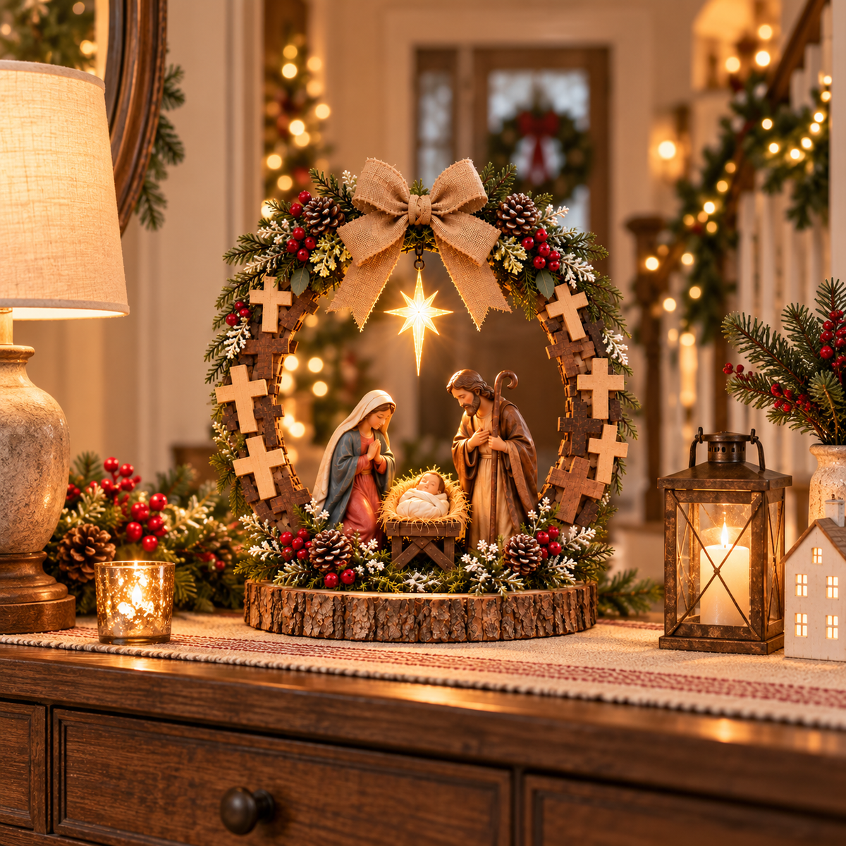 🔥✝️Bethlehem’s Guiding Star | Lighted Nativity Tabletop Decor