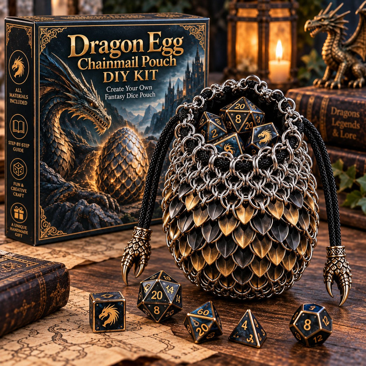Dragonkeeper pouch filled with dice