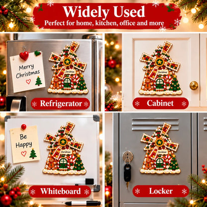 🔥DIY Pearl Art Christmas Windmill Fridge Magnet🌲