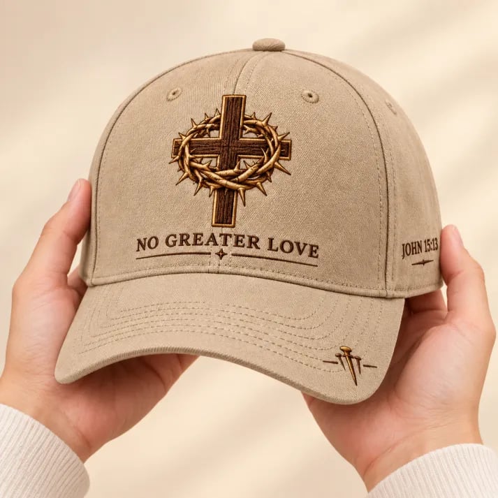 ✝️John 15:13 “No Greater Love” Christian Cap✨Wear a Daily Reminder of Faith, Sacrifice, and the Love That Gave Everything.