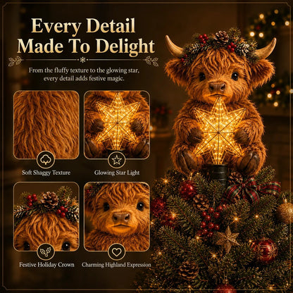 🎄✨Baby Highland Cow Glowing Star Tree Topper