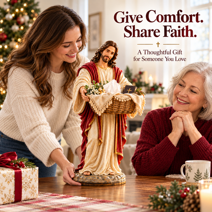 🔥✝️Jesus Figurine with Decorative Basket – Faith & Comfort