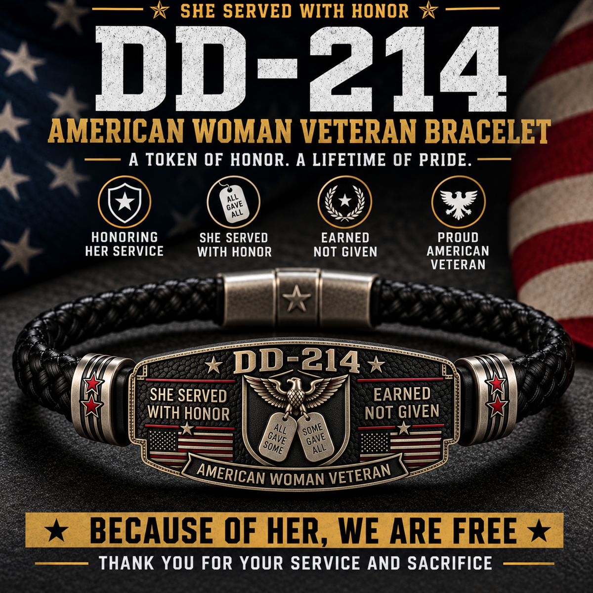 us100% Handmade DD-214 Veteran Honor Bracelet(𝐂𝐡𝐚𝐝 𝐒𝐦𝐢𝐭𝐡 𝐇𝐚𝐧𝐝𝐦𝐚𝐝𝐞®)
