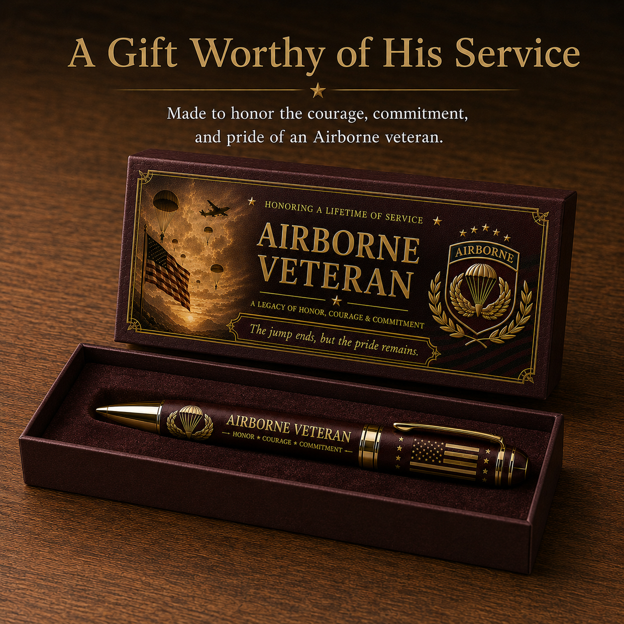 🪂Airborne Veteran Honor & Courage Keepsake Pen