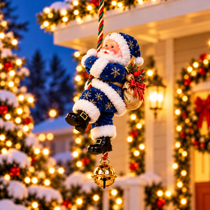 🎅🎄Santa’s Merry Little Climb – Festive Rope Christmas Decor with Gift Sack & Bell✨