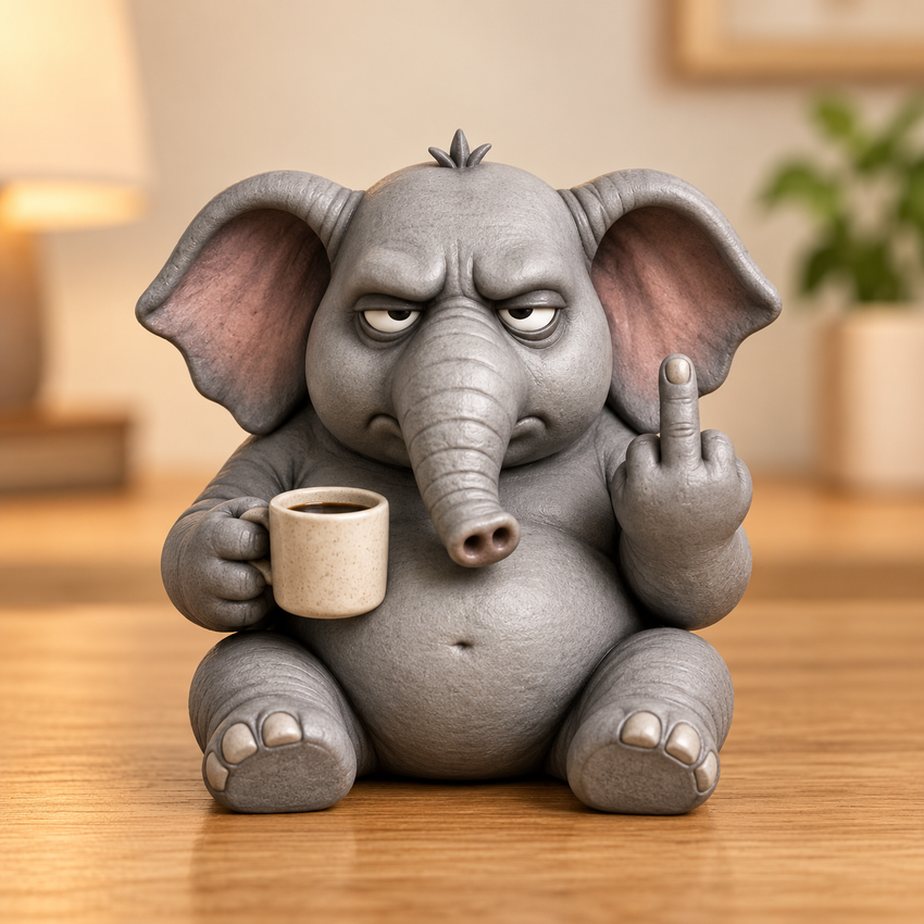 Grumpy Elephant desk figurine