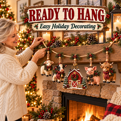 🔥100% Handmade in USA -🐄 Christmas Farm Friends Hanging Mantel Garland